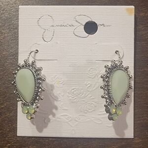 Jessica Simpson Silver and Light Green Teardrop Earrings